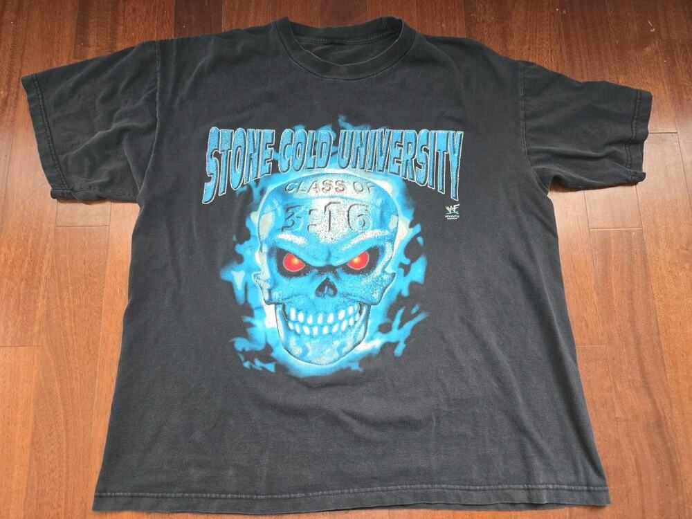 Vintage 90s Stone Cold University Steve Austin WWF Wrestling T Shirt Size Large